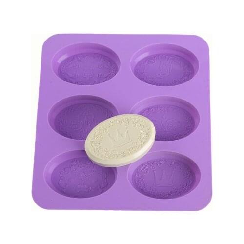 PRZY Silicone Mold Soap Mould Handmade Soap Making Molds Candle Silicone Mold Resin Clay Mold Six-hole Oval Tree Crown Butterfly