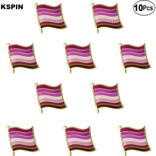 LGBT Rainbow homosexual Lipstick Kiss lip Lesbian Pride Flag Pink Pride Lapel Pin Flag badge Brooch Pins Badges 10Pcs a Lot