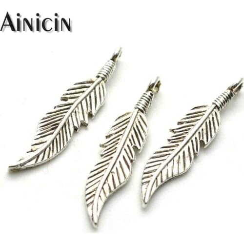 Ancient Silver Leaves 4x30mm Alloy Charms Fashion End Beads For Bracelet Jewelry Making Findings 50pcs/lot