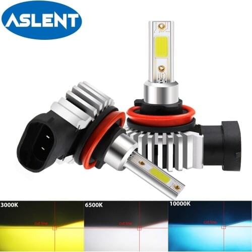 ASLENT LED Mini H7 LED Lamps For Cars Headlight Bulbs H4 led H8 H11 Fog Light HB3 9005 HB4 9006 Ice Blue 10000K 3000K Auto 12V