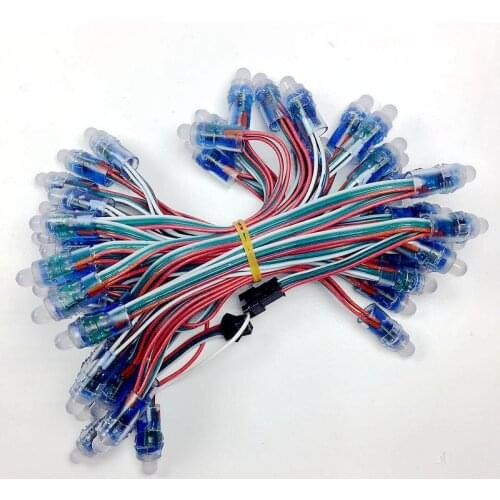 50pcs 4m/6.5meter DC5V WS2811 Full Color LED Pixel Light Module 12mm 10cm/15cm wires IP68 waterproof RGB Digital led strings