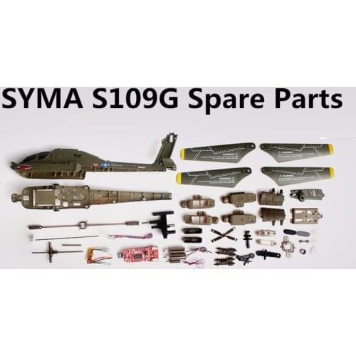 Syma S109G S109 S102 S102G RC Helicopter Spare Parts Main Blades Tail Props Balance Bar Shaft Replacement Gear Motor Accessories