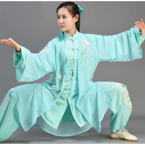 Traditional Chinese Clothing Embroider Long Sleeve Wushu Taichi Men Kungfu Uniform Suit Uniforms Tai Chi Exercise ClothingTA2531