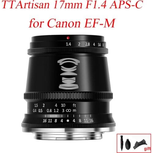 TTArtisan 17mm F1.4 APS-C Cameras Lens Manual Focus MF Wide-Angle for Canon EF-M EOS M Mount M1 M2 M3 M100 M50 M6 M6II M10 M5