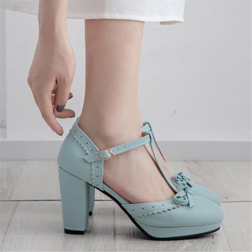 New Fashion Women Shoes Bowknot Platform High Heel Summer Shoes Women T Strap Party FootwearPlus Size 32-43 Sandals