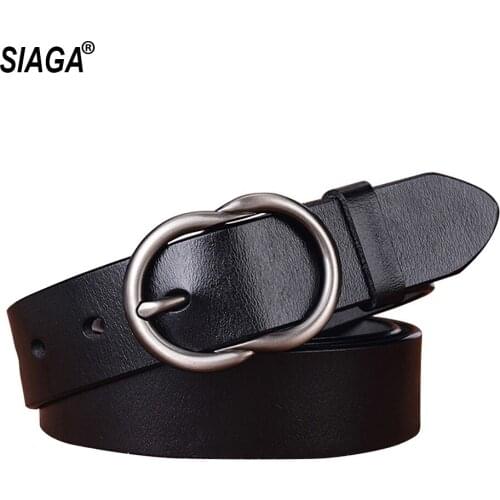Womens All-match Retro Real Soft Cow Genuine Leather Belts Unique Design Buckle Metal Metal Belt for Women Jeans AK013