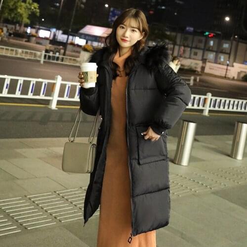 Womens mid-length cotton coat loose thick wind and cold cotton coat, ladies coat