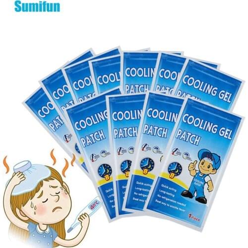 10bags Baby Fever Down Cooling Patches Migraine Headache Pad Ice Gel Polymer Hydrogel Lower Temperature Stickers Health Care