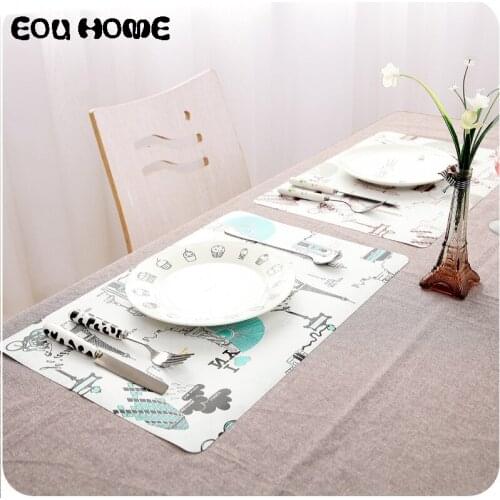 1Pce European Double-sided Mats Pads Printing Waterproof Kitchen Table Mats Creative Household Insulation Tableware Bowl Pad