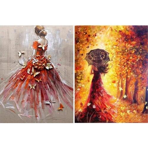 2 Packs DIY 5D Diamond Painting Full Drill Kits for Adults, Diamond Painting Kits Full Drill Home Wall Decor Butterfly Red Weddi