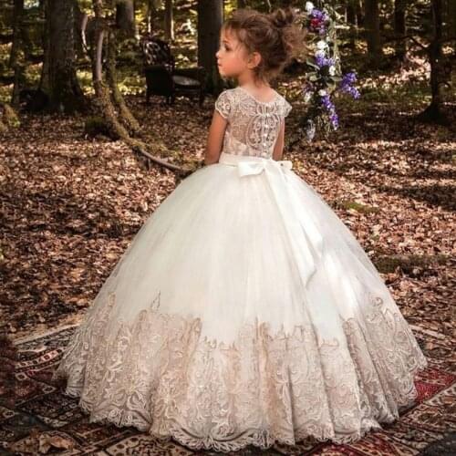 2021 Formal Bridesmaid Dress Kids Clothes For Girls Children Retro Lace Princess Dress Girl Party And Wedding Costume Vestidos