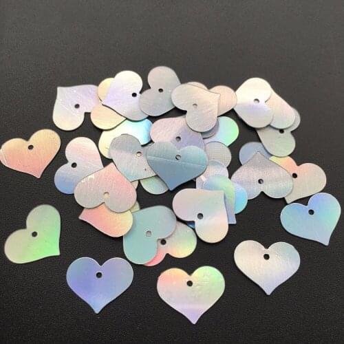580pcs/980pcs 12x15mm Flat Heart Shape Loose Sequin Paillette Sewing,Wedding Craft,Women Kids DIY Garment Accessory Silver