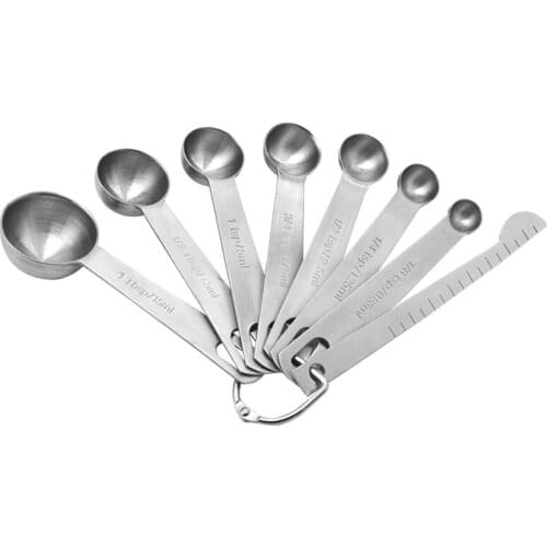 6/8/9pcs Measuring Spoons Stainless Steel Seasoning Measure Scoop Scale Ruler M68E