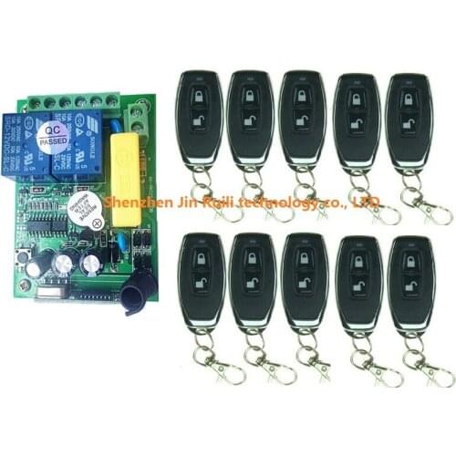 AC220V 2CH RF Wireless Remote Control System receiver and universal gate remote control & add 10 pcs Transmitter
