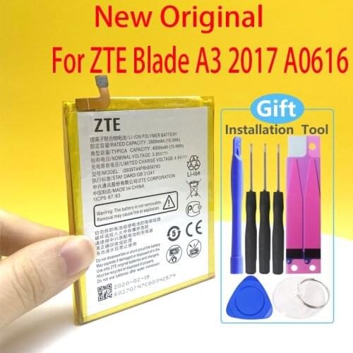 New Original For ZTE Blade A3 2017 A0616 4000mAh Li3939t44p8h856743 4000mAh Battery Mobile Phone+Gift Tools