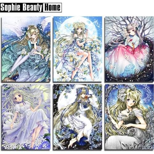 DIY Diamond Painting Cross Stitch Diamond Mosaic Needlework Crafts Cartoon Gril&Flower Full Diamond Embroidery Home Decor 188087