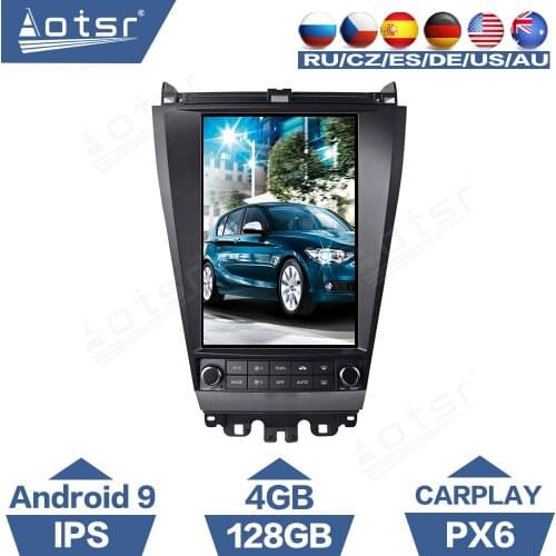 AOTSR Android 9 Car Radio Tesla Style Autoradio For Honda Accord 7 2003 - 2007 GPS Navigation DSP Carplay IPS Autostereo 128G