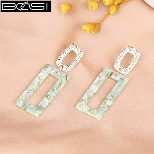 BOSI korean earrings for women 2021 drop earrings fashion jewelry arcylic geometric long dangle cute kpop earings statement new