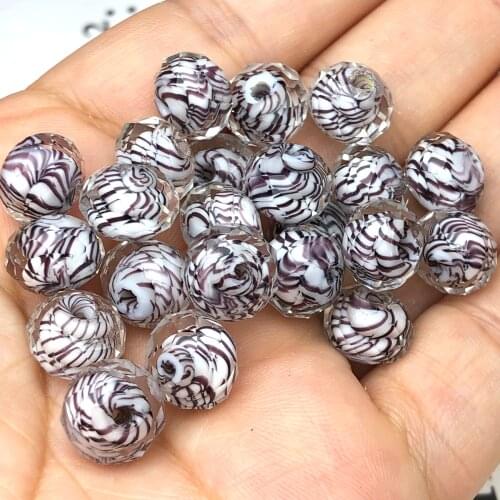 10mm Purple Stripe Murano Transparent Faceted Rondelle Lampwork Crystal Glass Beads For Bracelet Making Diy Accessories Crafts