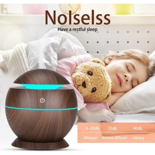 Electric Air Humidifier Essential Aroma Oil Diffuser Ultrasonic Wood Grain Humidifier USB Home Mini Mist Maker LED Light