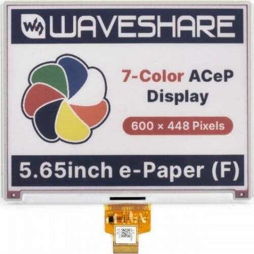 Waveshare 5.65inch Colorful E-Paper E-Ink Raw Display, 600×448 Pixels,ACeP 7-Color,Without PCB