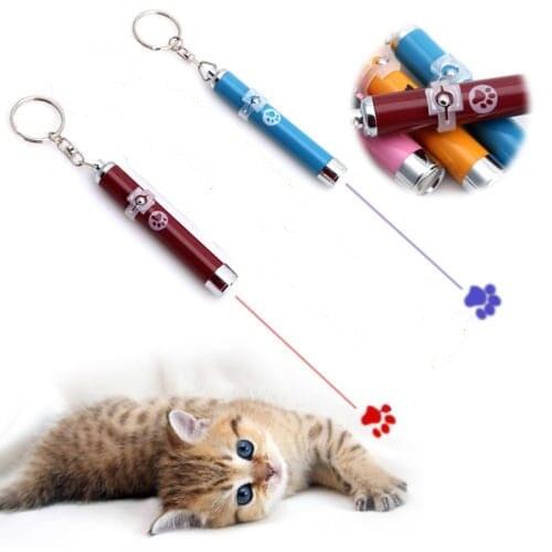 Pet Cat Kitten Toy Laser Pointer LED Light Pen Torch Moving Footprint Chase Toy