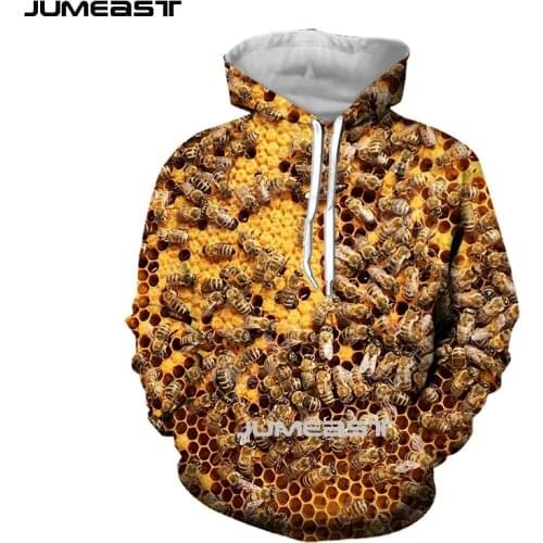 Jumeast Brand Men/Women 3D Printed Sweatshirt Insect Bee Hip Hop Long Sleeve Cap Hoody Sport Pullover Hoodies