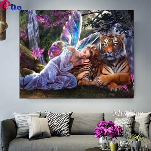 5D DIY Diamond Painting Full Square/Round New Arrival Women Diamond Embroidery Sale Butterfly Fairy Tiger Mosaic Sale Wall Art