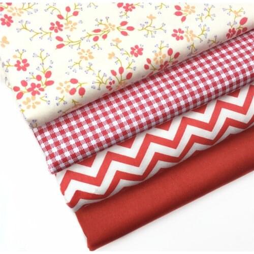 Classic Red Flower Check Wave Plain Floral Printed 100% Cotton Fabric 50x160cm Fabric patchwork quilting bedding baby cloth