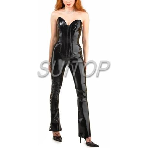 Latex two-piece suits new design 100% nature rubber pantsuits for female Black Suit