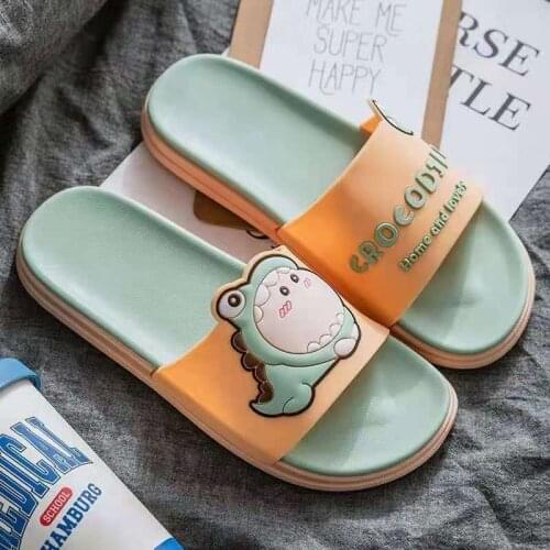Summer Womens Slippers Thick Bottom Color Matching Cartoon Pattern Cool Slippers Soft Bottom Anti-Skid Home Bathroom Slippers