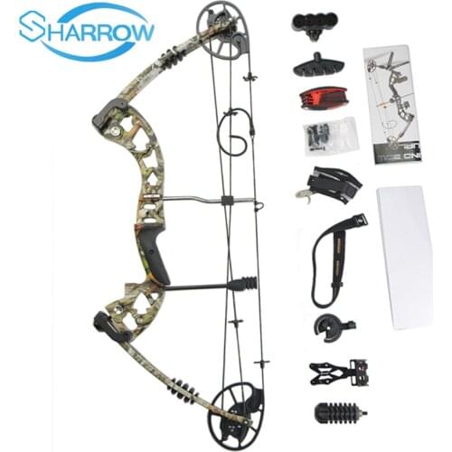 1Set Archery Compound Bow Camo Aluminum Alloy Hunting Compound Bow With 30-70lbs Adjustable Draw Weight for Powerful Shooting