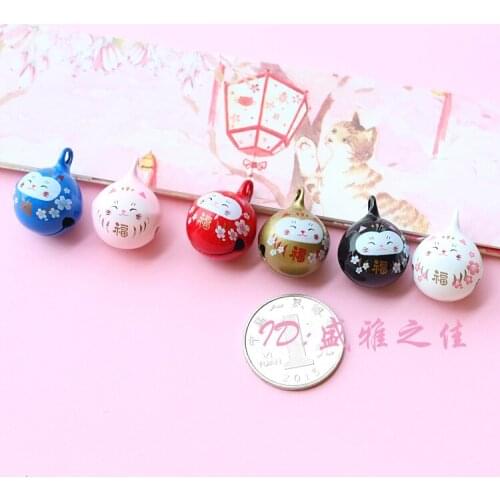 1pc omamori Copper Bell Fortune Blessing Sakura kitten copper DIY Charms pet bell Jewelry DIY Pendnats