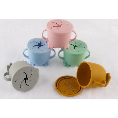 Kovict 1PC Baby Feeding Snack Cup Cute Cartoon Learning Cups Food Grade For Toddlers & Kids With Silicone Baby Trainer Cup