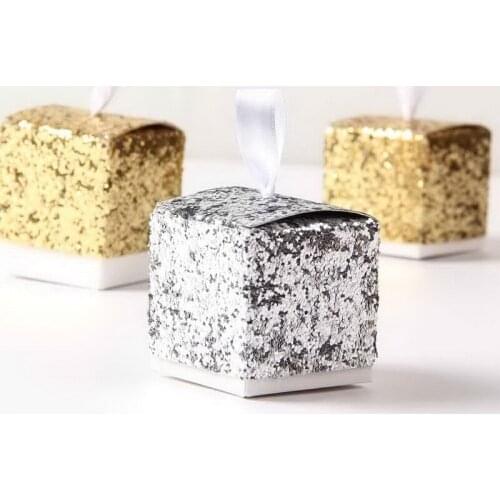 50PCS Mini Glitter Sequin Candy Box Baby Shower Birthday Present Package Wedding Party Gift Favors