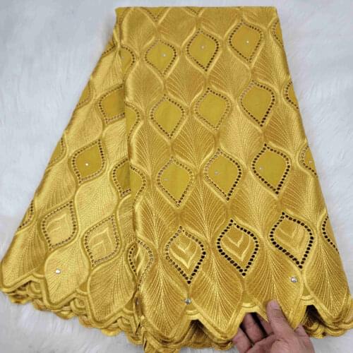 Fashion Gold Hollow Out Swiss Voile Lace In Switzerland Embroidery Dry Lace African Cotton Lace Fabric For Wedding Party Dress