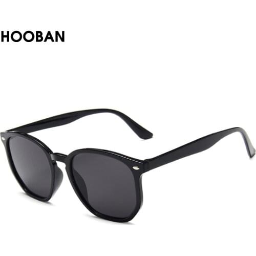 HOOBAN Fashion Squared Women Men Sun Glasses Retro Black Sungalsses For Female Male Vintage Driving Eyeglasses Rivet Shade