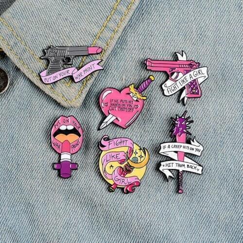 Cartoon Cute Sweet Pink Lipstick Microphone Love Lips Letters Enamel Brooch Alloy Badge Denim Clothes Bags Pins Jewelry Gifts