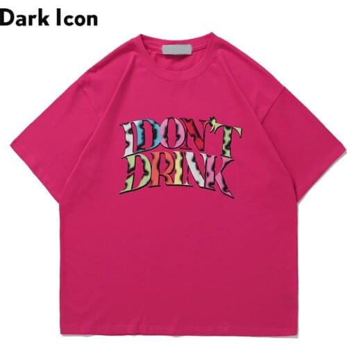 Dark Icon I Donn't Drink Fluorescent Green Tshirt Men Women Summer O-neck Mens T-shirts Cotton Tee Couple Clothing