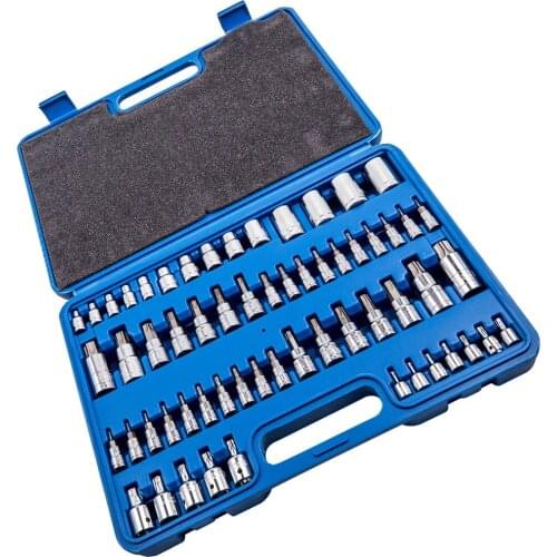 60pcs Master Torx Socket External Star Plus Bit Tamper Proof Tool Kit 3/8" Drive