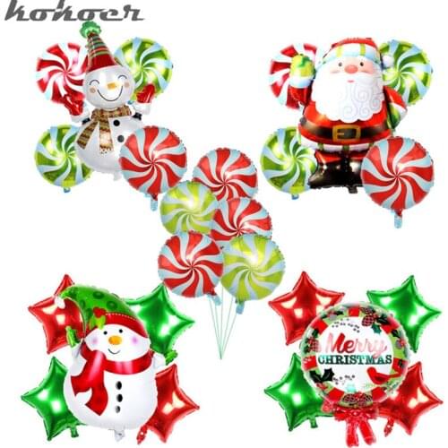 5pc/set Christmas Balloons Set Cartoon Santa Snowman ELF candy Balls Kids Toys Xmas New Year Party Decoration For Home Supplies