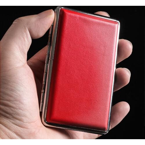 New 1pcs Double ultrathin pink leather cigarette case for women (hold 14) with gift box Free Shipping