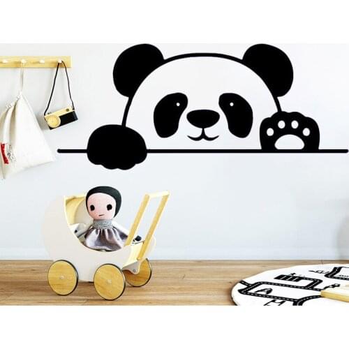 Panda Wall Sticker Nursery Room Vinyl Wall Decal Bear Animal Cheerful Kids Bedroom Mural Removable Waterproof Home Decor O251