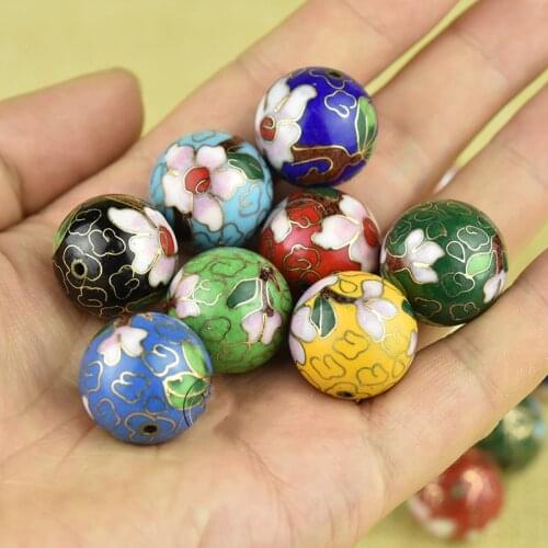 Handcrafted Polished Colorful Enamel Filigree 18mm 20mm Round Beads DIY Necklace Bracelet Jewelry Making Cloisonne Accessories