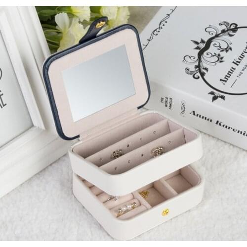 Jewelry Casket Cosmetic Storage Box Makeup Packing Organizer Multi-function Earrings Ring Container Case Portable Leather travel