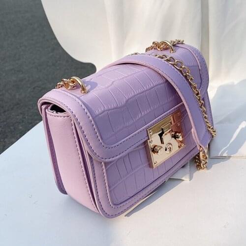 Crocodile Pattern Square Crossbody Bag 2021 Fashion New Quality PU Leather Womens Designer Handbag Chain Shoulder Messenger Bag