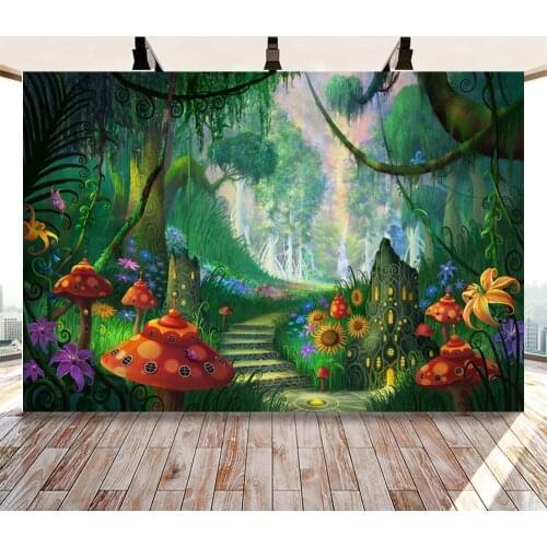 Backdrop for Photos Fairy Tale Magic Mushroom Forest Vinyl Backdrops for Baby Custom Photographic Backgrounds Photo Shoot