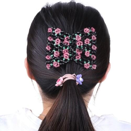 Vintage Flower Bead Stretchy Hair Combs Double Magic Slide Metal Comb Clip Hairpins For Women Ladies Hair Accessories Gift