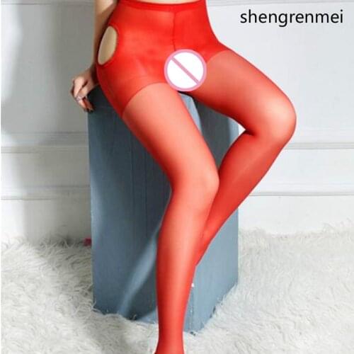 Shengrenmei Women Stockings Open Crotch Pantyhose Femme Tights Silk Stockings Women Plus Size White Red Lingerie Medias De Mujer