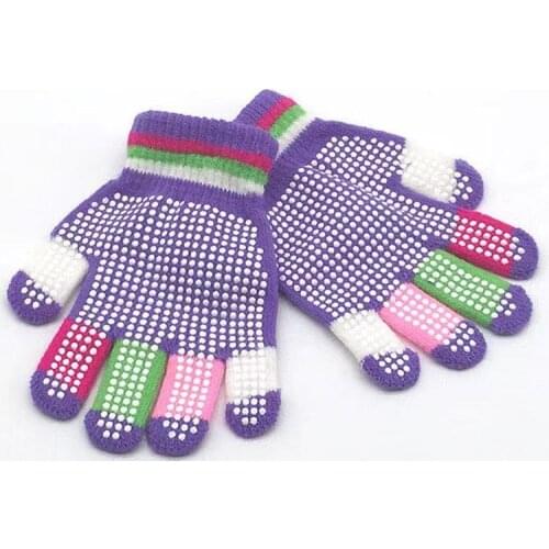 Winter Warm Kids Gloves Knitted Baby Girl Boys Soft Non-slip Children Full Finger Mittens Glove